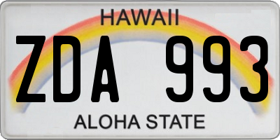 HI license plate ZDA993