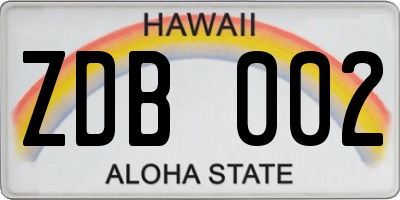 HI license plate ZDB002