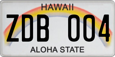 HI license plate ZDB004