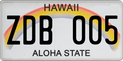 HI license plate ZDB005
