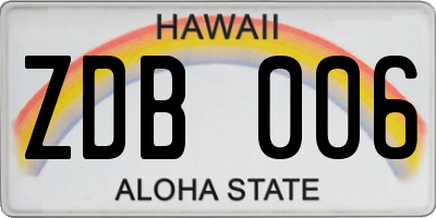 HI license plate ZDB006