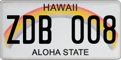HI license plate ZDB008