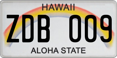 HI license plate ZDB009