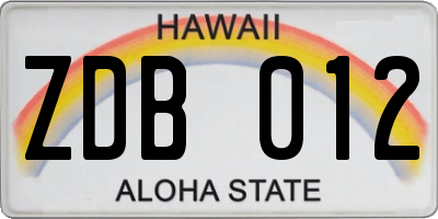 HI license plate ZDB012