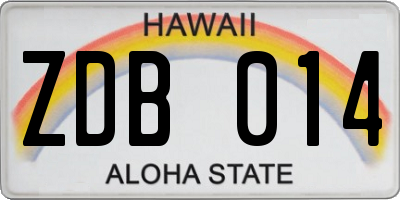 HI license plate ZDB014