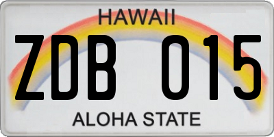 HI license plate ZDB015