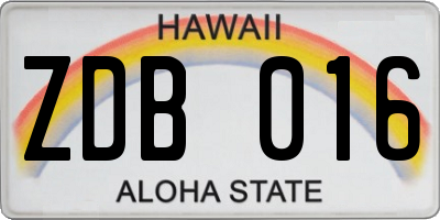 HI license plate ZDB016