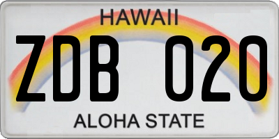 HI license plate ZDB020