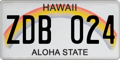 HI license plate ZDB024