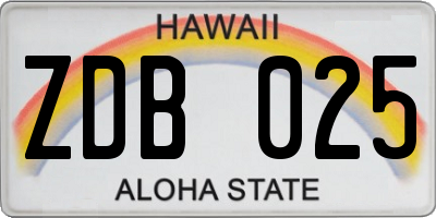 HI license plate ZDB025