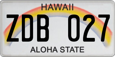 HI license plate ZDB027