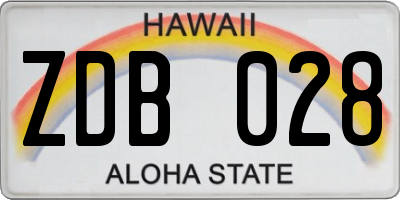 HI license plate ZDB028