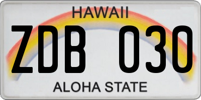 HI license plate ZDB030