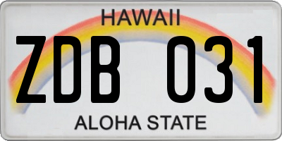 HI license plate ZDB031