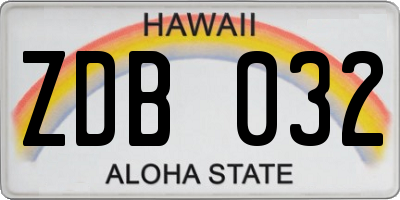 HI license plate ZDB032