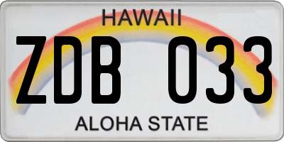 HI license plate ZDB033