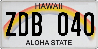 HI license plate ZDB040