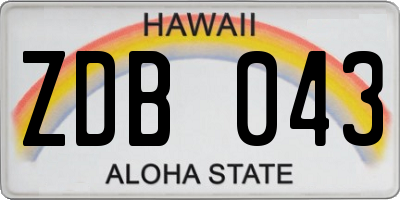 HI license plate ZDB043