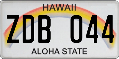 HI license plate ZDB044
