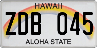 HI license plate ZDB045