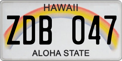 HI license plate ZDB047