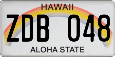 HI license plate ZDB048