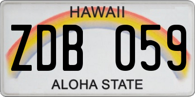 HI license plate ZDB059