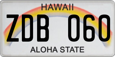 HI license plate ZDB060