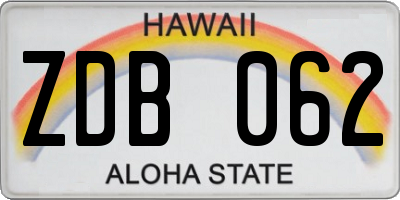 HI license plate ZDB062