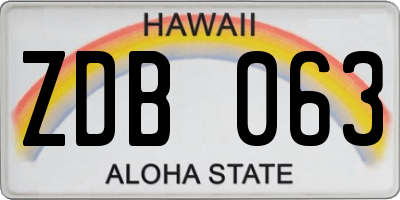 HI license plate ZDB063