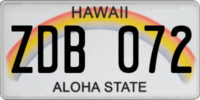 HI license plate ZDB072