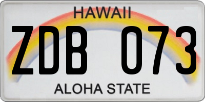 HI license plate ZDB073