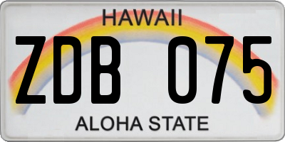HI license plate ZDB075