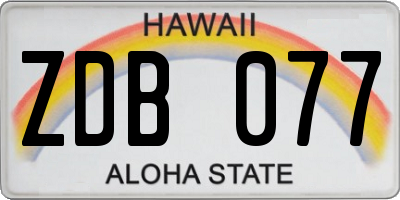 HI license plate ZDB077