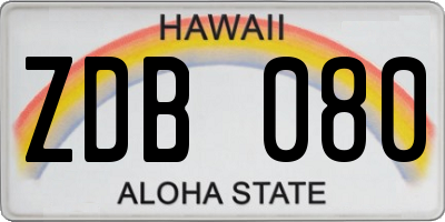 HI license plate ZDB080