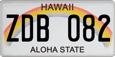 HI license plate ZDB082
