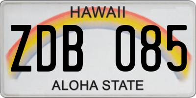HI license plate ZDB085