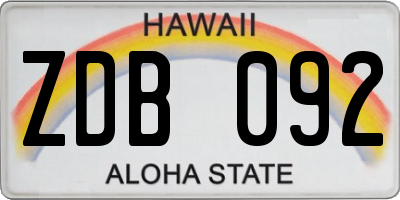 HI license plate ZDB092