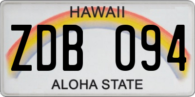HI license plate ZDB094