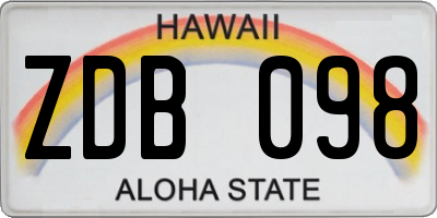 HI license plate ZDB098
