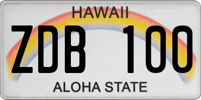 HI license plate ZDB100