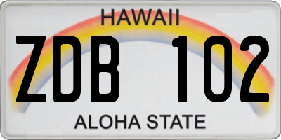 HI license plate ZDB102