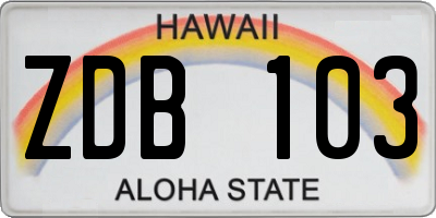 HI license plate ZDB103