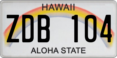 HI license plate ZDB104