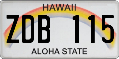 HI license plate ZDB115
