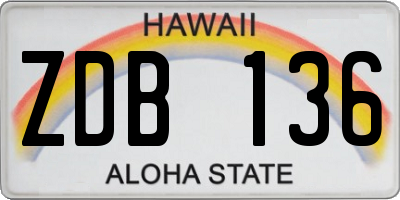 HI license plate ZDB136
