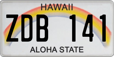 HI license plate ZDB141