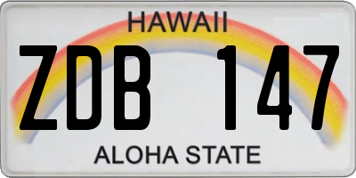 HI license plate ZDB147