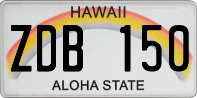 HI license plate ZDB150