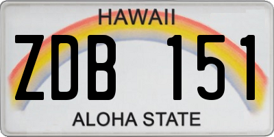 HI license plate ZDB151